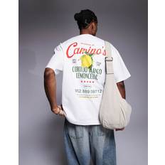 Men Clothing River Island Oversized Fit Lemoncello T-Shirt - White