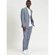 Ben Sherman Trousers & Shorts Ben Sherman Linen Blend Puppytooth Trousers - Blue