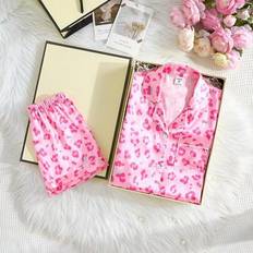 Pyjamases on sale Shein Girls Casual Pink Poplin Lip Print Shorts - Kitty