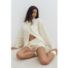 H&M Pale Yellow Pyjama Shirt And Shorts - Multicolor