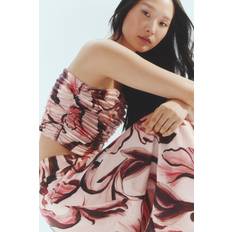 H&M Rosa Linnen H&M Dam Croppad Bandeautopp - Ljusrosa/Blommig