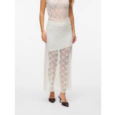 Vero Moda Women Skirts Vero Moda Mid Waist Long Skirt Lined Lace - White