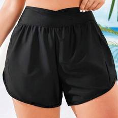 3XL Bikinis Shein Swim Vcay Plus Size Solid Asymmetrical Waist Shorts - Bikini