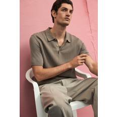 H&M Zopfstrick Poloshirt Slim Fit - Dunkelbeige