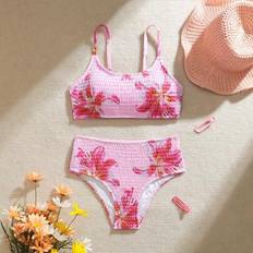 Shein Tween Girls Floral Print Bikini Set - Summer Beach