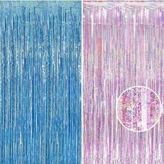 Pink Doorway Party Curtains Shein 2pcs Pink Blue Tinsel Foil Fringe Curtains