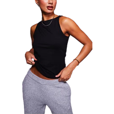 Boat Neck Tank Tops ASOS DESIGN High Neck Vest - Black