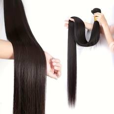 Äkta hår Hårtränsar Temu Brazilian Human Hair Bundles Natural Black 8-34 Inch