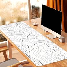 Temu Large White Abstract Terrain Line Mouse Pad