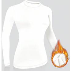 Shein Base Layers Shein Fitted Ribbed Crew Neck Long Sleeve Base Layer - White