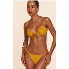 Yellow Bikini Tops PrettyLittleThing Ruched Front Underwire Bikini Top - Mustard