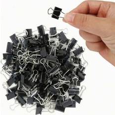 Paper Clips & Magnets Shein 30pcs Black Metal Clamp Style Paper Clips