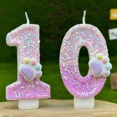 Shein Number 0-9 Pink Cat Paw Birthday Candles