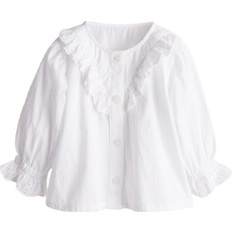 H&M Cotton Blouse With Flounce Details - White (1270259002)