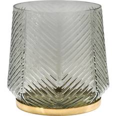 Ivyline Elm Embossed Clear Grey/Gold Candle Holder 20cm