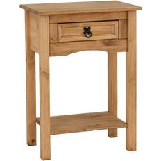Corona 1 Drawer Distressed Waxed Console Table 34.5x52.5cm