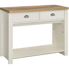 White Console Tables Birlea Highgate 2 Drawer Cream Console Table 35.6x99cm