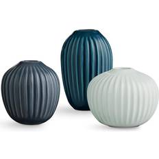 Kähler Hammershøi Mint Green/Blue/Anthracite Grey Vase 8.5cm 3pcs