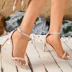 Shein Apricot Sexy High Heel Open Toe Ankle Strap Sandals - Minimalist