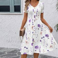 Shein Women's White Floral Dress - Spring/Summer