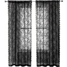 Gardiner & Tillbehör Temu Black Vintage Floral Lace Curtain Panel