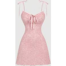 Shein Adjustable Tie Shoulder A-Line Dress - Pink