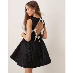 Mini Jacquard Dress With Pockets - Black