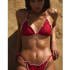 Bershka Bikiniunderdelar Bershka Curly Bikiniunderdel Med Knytband - Röd