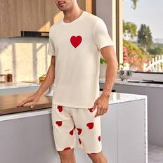 Men - Stretch Sleepwear Shein Love-Printed Short Sleeve And Shorts Pajama Set - Sold Separately