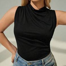 High Collar Tank Tops Shein Plus Solid Mock Neck Tank Top