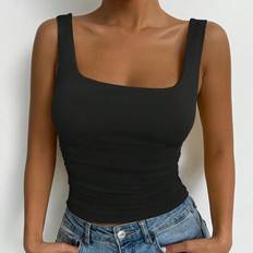 Shein Solid Color Simple Daily Wear Square Neck Camisole Top - Summer