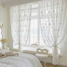 Curtains & Accessories Shein Cute White Jacquard Cloud Tulle Curtains