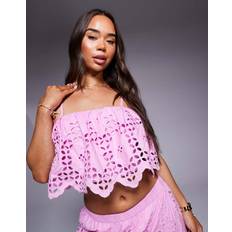 River Island Broderie Cropped Cami Top Co-Ord - Pink