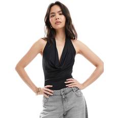 New Look Halter Cowl Neck Bodysuit - Black