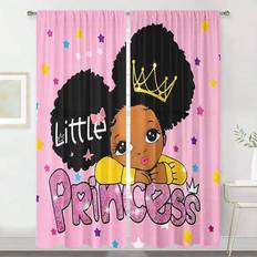 Curtains & Accessories Shein 2pcs Pink Cute Cartoon Little Girl Print Curtains