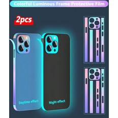 Screen Protectors Shein 2pcs Colorful Luminous Edging Film With Lens Sticker