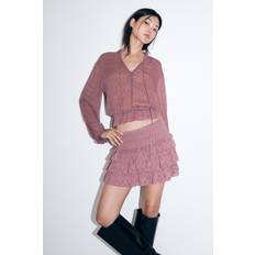 H&M Ladies Patterned Tiered Mini Skirt - Dusty Pink