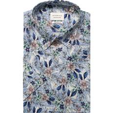 Blomstrede - Herre Overdele Eterna Modern Fit Shirt - Blue Printed
