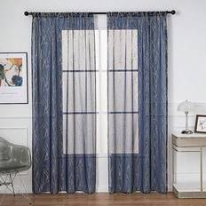 Blue and gold curtains Shein Navy Blue Branch Pattern Gold Foil Print Curtains