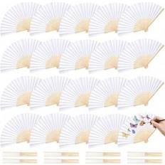 White Hand Held Fans Shein White Bamboo Folding Paper Fan 50pcs