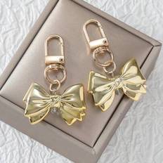 Silver Keychains Shein Metal Bowknot Keychain Stylish Unisex Silver