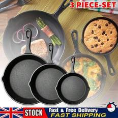 Cast Iron Skillet Set 3 Piece With Pouring Lip