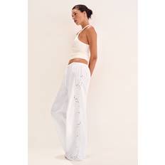 H&M Bestickte Pyjamahose Damen - Weiß