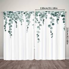 Gardiner & Tillbehör Temu 2pcs Elegant Watercolor Eucalyptus Leaves Curtains