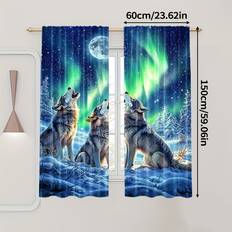 Gardiner & Tillbehör Temu 2pcs Wolves Curtain Set Machine Washable