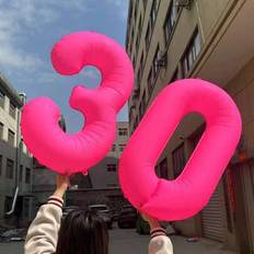 Birthdays Number Balloons Shein 40inch Super-Sized Fluorescent Pink Foil Number Balloons