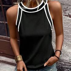 Stripes Tank Tops Shein Casual Contrast Color Trim Tank Top