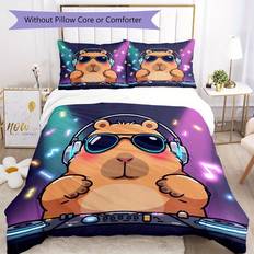 Temu Dj Capybara Digital Cartoon Print Bedding Set Påslakan