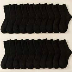 Black Socks Shein Pure Black Mid-Calf Socks Skin-Friendly - Black