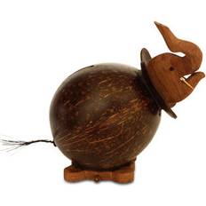Bungalow Rose Menzie Coconut Shell Wood Elephant Coin Piggy Bank